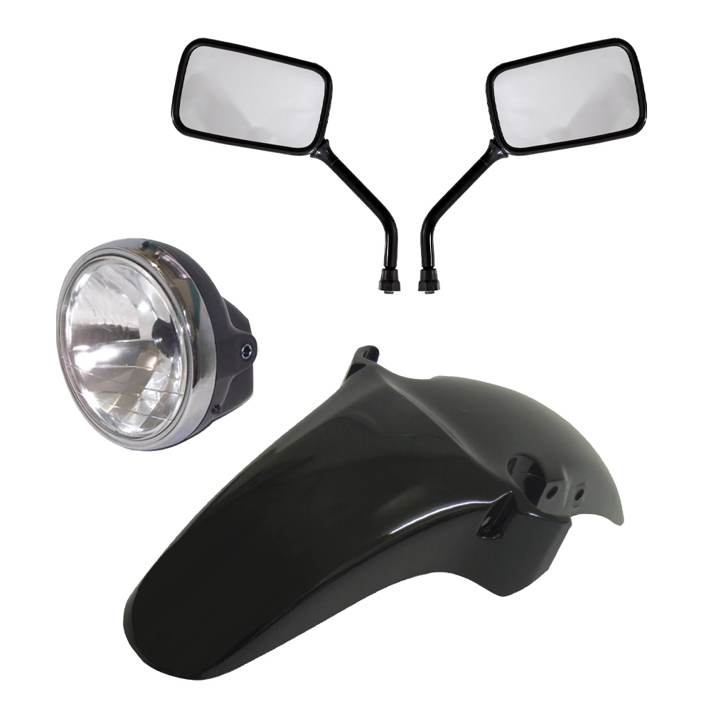Paralama Dianteiro Farol E Par Retrovisor Preto Twister Ano 2001 2002 2003 2004 2005 2006 2007 e 2008