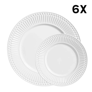 Conjunto 6 Prato Raso e 6 Sobremesa Roma Branco 12 Peças 2ª Linha Porto Brasil em Oferta na Shopee