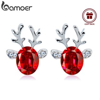 Brincos De Liga De Bamoer De Natal Fofo Alce Animal Cristal Jóias Para Mulheres / Presentes / Festa Yf098