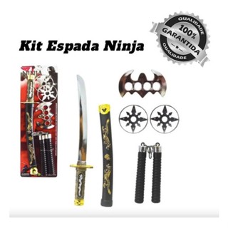 Kit Brinquedo Samurai Espada Com 5 Acessórios Ninja Infantil