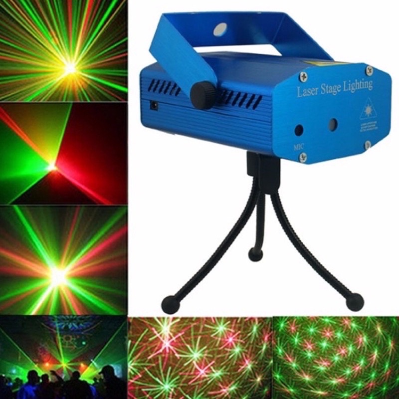 Mini Laser Stage Lighting Projetor Raio Holografico Dj Festa Balada Luzes 08 110/220v