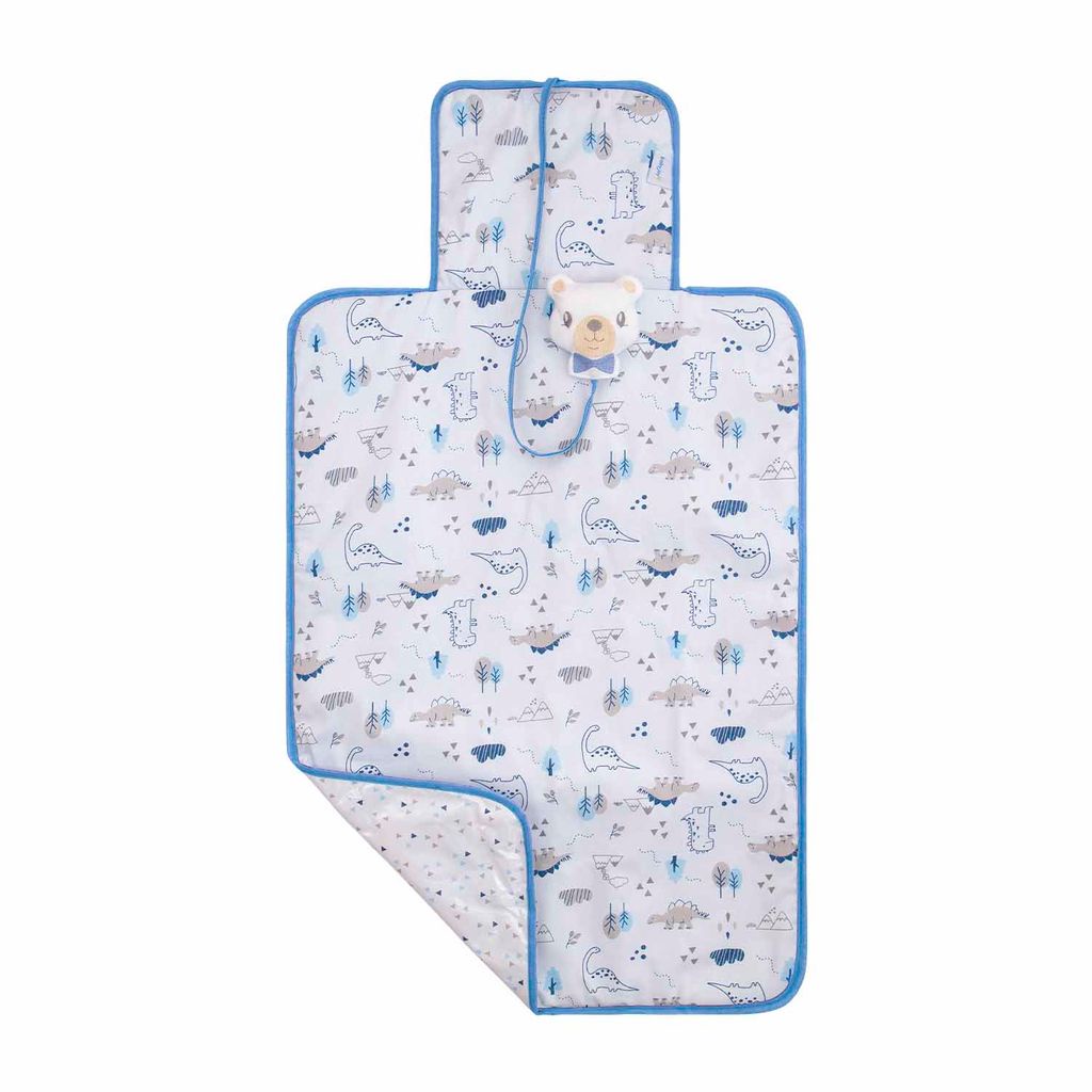 Trocador de Fraldas Portátil com Pelúcia e Forro de Pvc  Triângulos Azul Baby Joy
