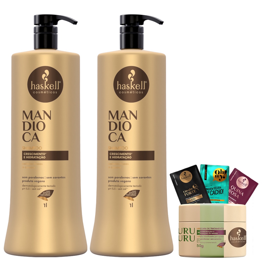 Kit 2 Shampoo 1l Haskell Mandioca