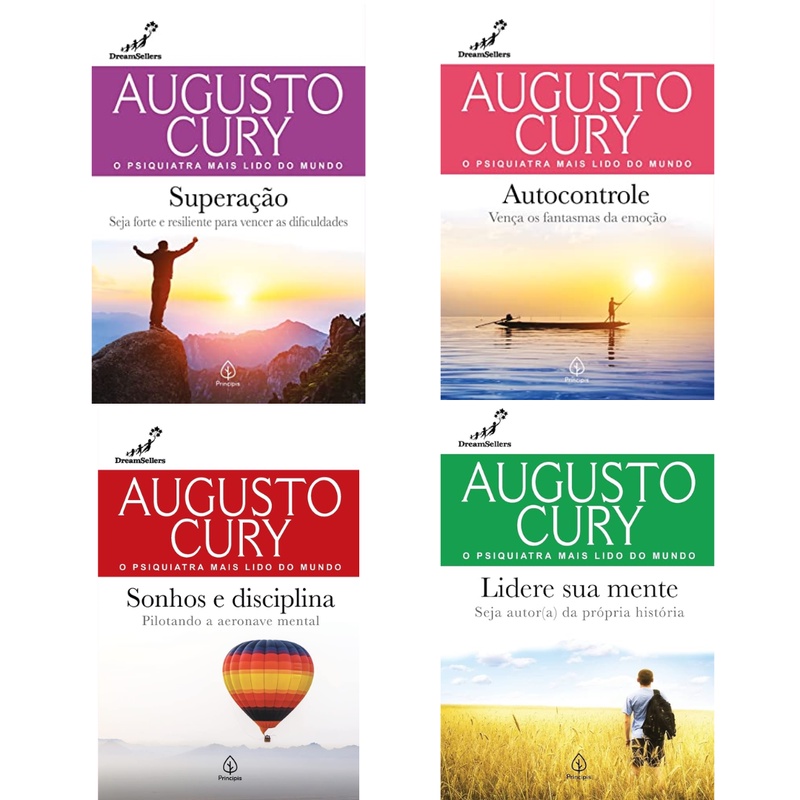 Livros Augusto Cury Superação + Sonhos e Disciplina + Autocontrole + Lidere sua mente em Oferta na Shopee