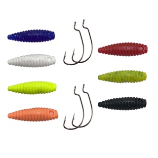 Kit 7pçs Isca Artificial Charutinho Maluco + 4pçs Anzol OffSet em Oferta na Shopee