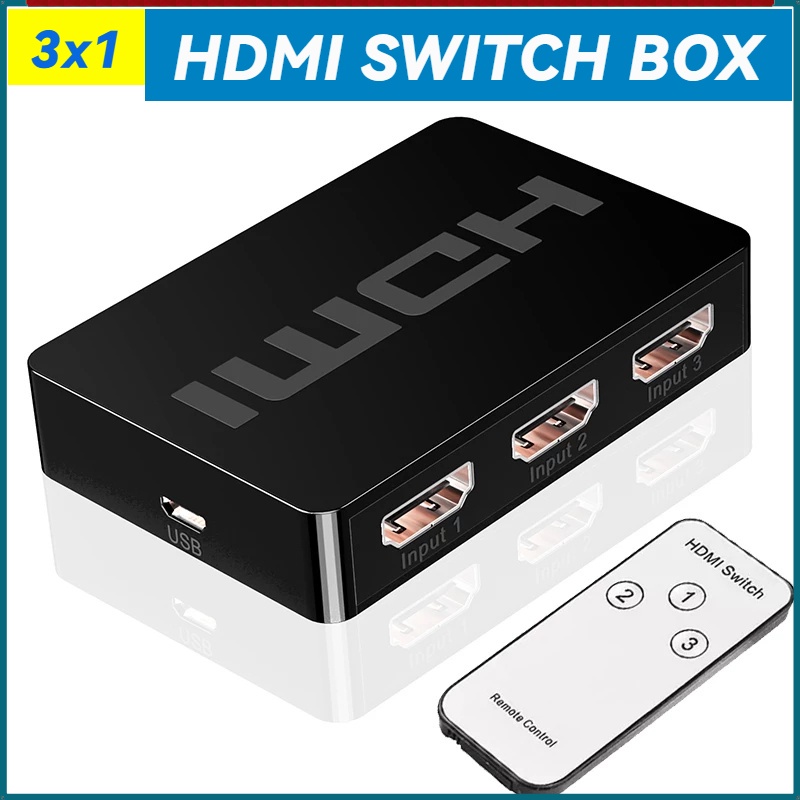 Interruptor HDMI 3 Em 1 Saída 1080P Switch Caixa Hub 3x1 Com Controle Remoto Para Monitor HDTV PC laptop PS4 Projetor