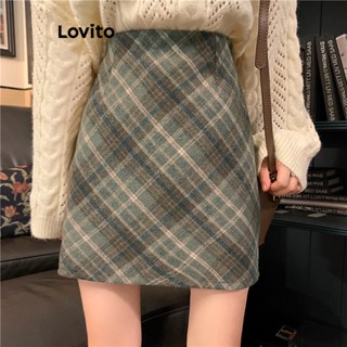 Lovito Saias Xadrez Básicas para Mulheres LNE21298 (Marrom)