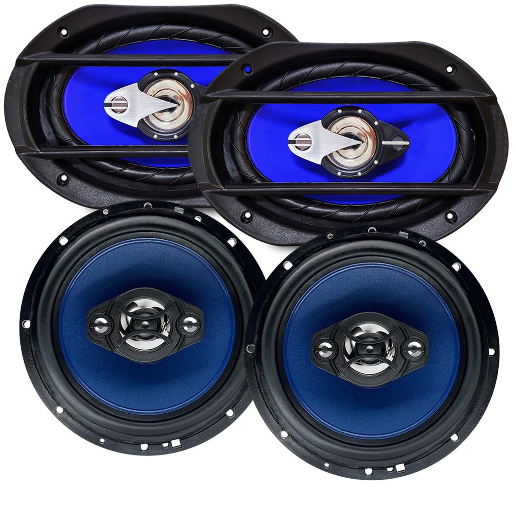 Kit Facil Falantes 6 + 6x9 Auto 110w Triaxial Quadriaxial Pratico Som Barato Carro 4 Ohms em Oferta na Shopee