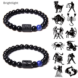 [brightlight.br] 12 Constellation Zodiac Signs Bracelet with Black Onyx Beads for Couples [BR] em Oferta na Shopee