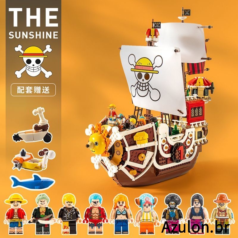 Lego One Piece Wanli Sunshine No. Luffy Feliz Veleiro Flutuante Modelo De Bloco De Construção Menino Brinquedo De Tijolo Presente Criativo