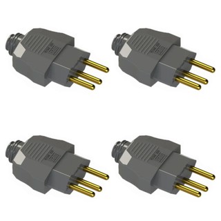 Kit 4 Plugues Macho 2P+T 10A 250V Cinza Com Prensa Cabo em Oferta na Shopee