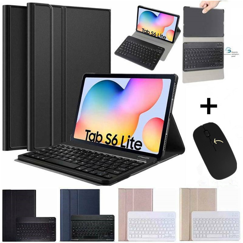 Estojo De Couro Para Samsung Galaxy Tab S6 Lite 10.4 Polegadas 2024 P620 2020 SM-P610 P615 P613 P617 P619 PU mouse Bluetooth Sem Fio Com Lápis