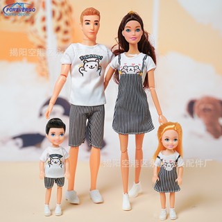 FG 4 Pcs Família Boneca Mamãe Bebê Papai Kids Para Barbie Dolls Set
