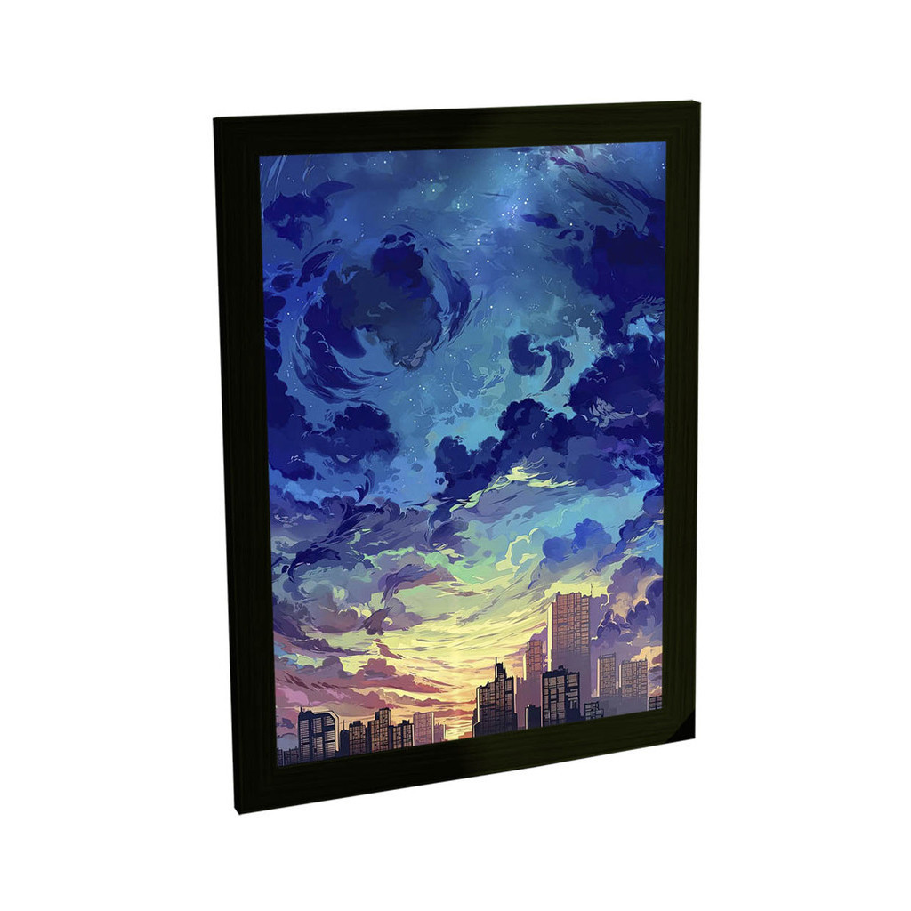 Quadro Decorativo Cidade Decoração Céu Estilo Anime Poster