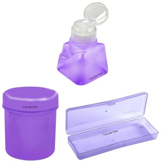 Estojo para Nail Designer Manicure + Porta Algodão + Dosador Italiano de acetona 180ml Santa Clara em Oferta na Shopee