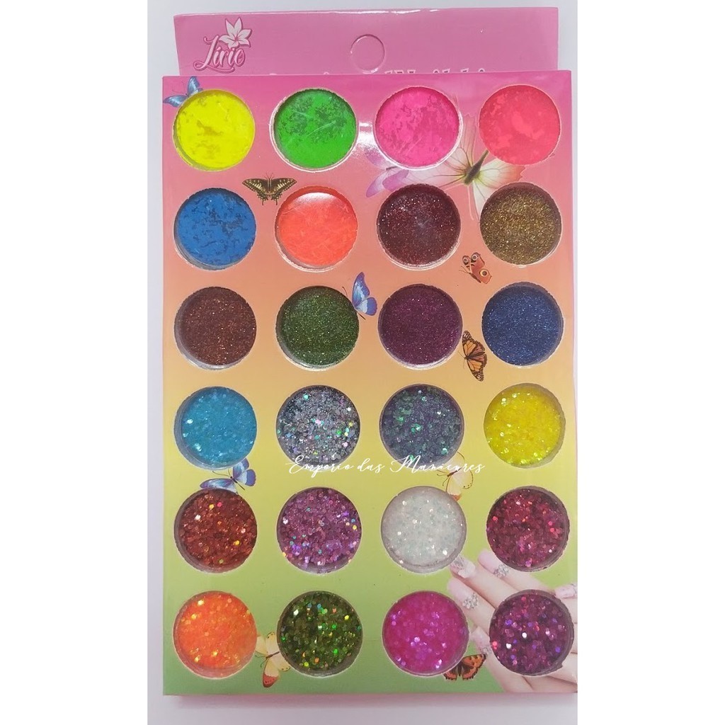 Kit 24 Glitter Flocado Colorido Neon em Oferta na Shopee