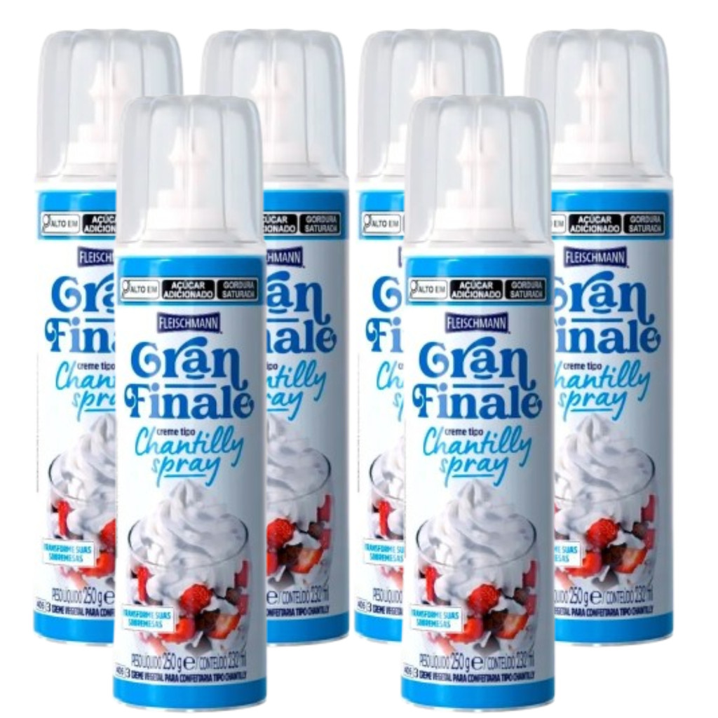 Kit 6 Un Creme Chantilly Spray Fleischmann Gran Finale 250g