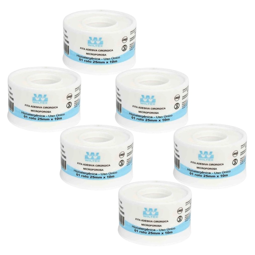 Kit 6 Fita Microporosa Branca 2,5m X 10m - Wiltex em Oferta na Shopee