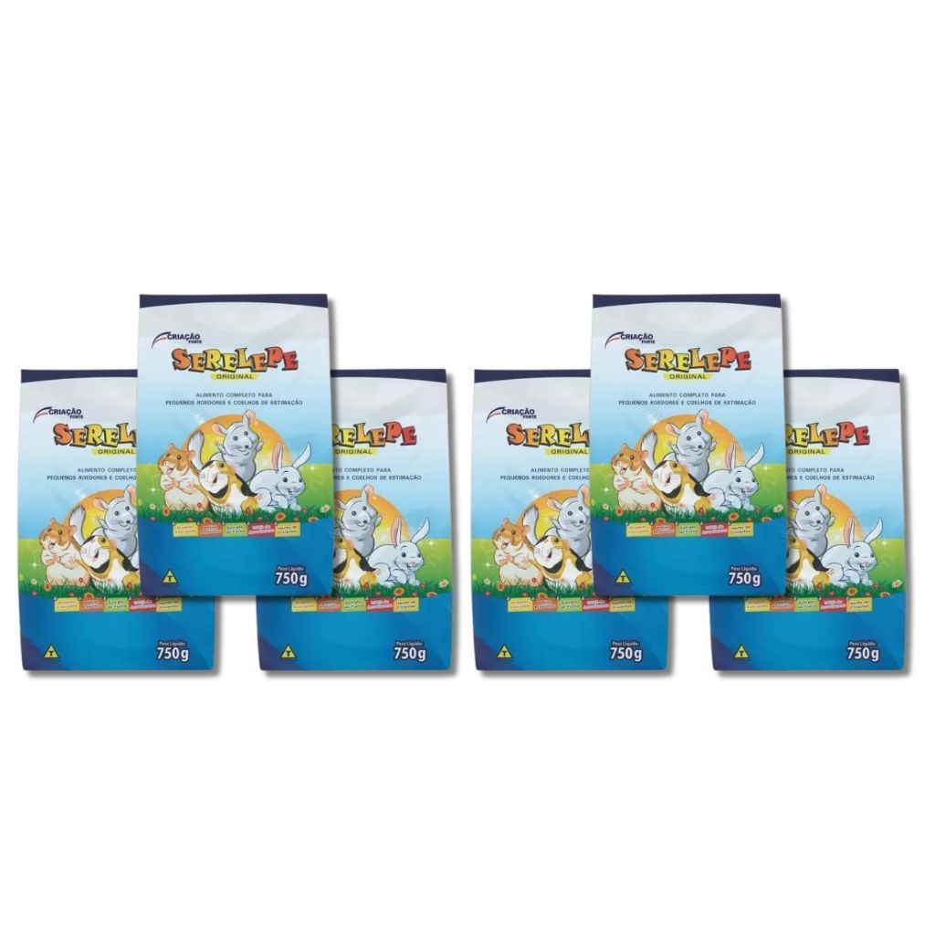 Kit 6 Ração Serelepe Original 750g Para Roedores e Hamsters