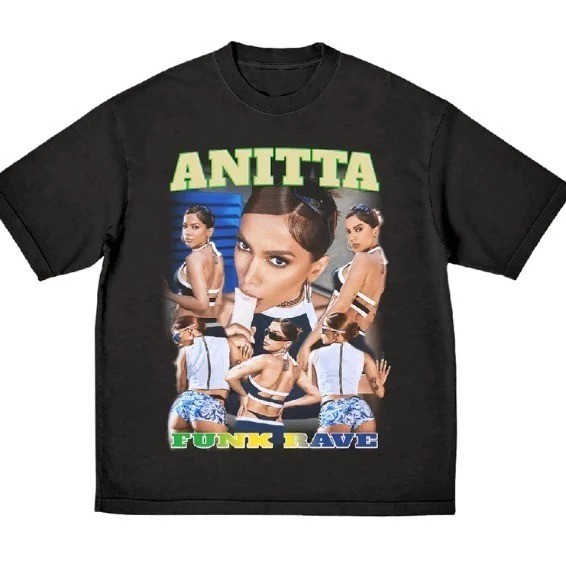 Camiseta Camisa Blusa Unissex Algodão Cantora Anitta Funk Rave Ensaios Shows top 30.1