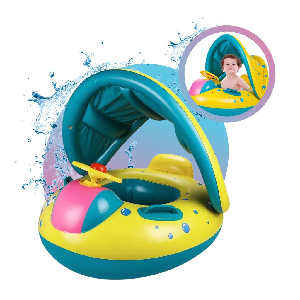 Boia Bote Bebê Infantil Inflável Piscina Praia Bote Cobertura Proteção Uv em Oferta na Shopee