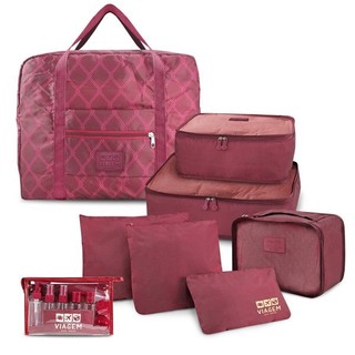 Kit Organizador de Malas 6 pcs + Bolsa Dobrável + Frascos de Viagem 10 pcs - Jacki Design