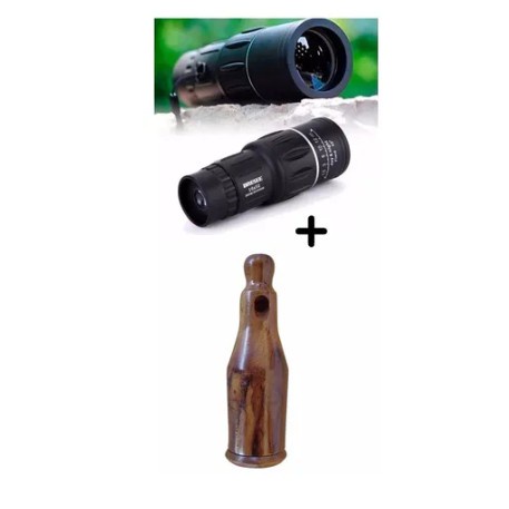 Apito Pio De Madeira Rola 21 + Telescópio Luneta Monocular