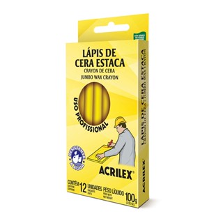 Giz de cera estaca amarelo 12 unidades 504 Acrilex
