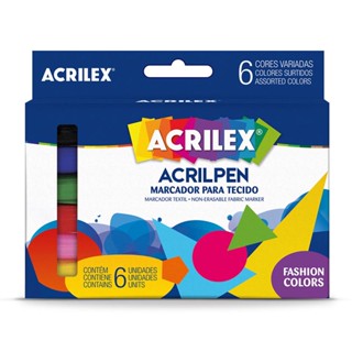 Caneta para Tecido Acrilpen 6 cores 04416 Acrilex