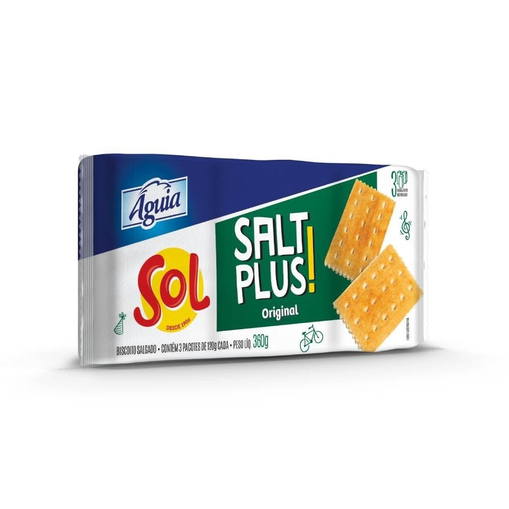 Biscoito Sol Salt Plus Original 360g - Embalagem com 20 Unidades - Food & Beverages