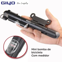 MINI BOMBA DE AR GIYO GP-41 COM MANÔMETRO E BICO REVERSÍVEL