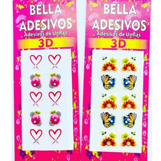 100 Adesivos para Unhas 3D Pedras Artesanais BELLA10