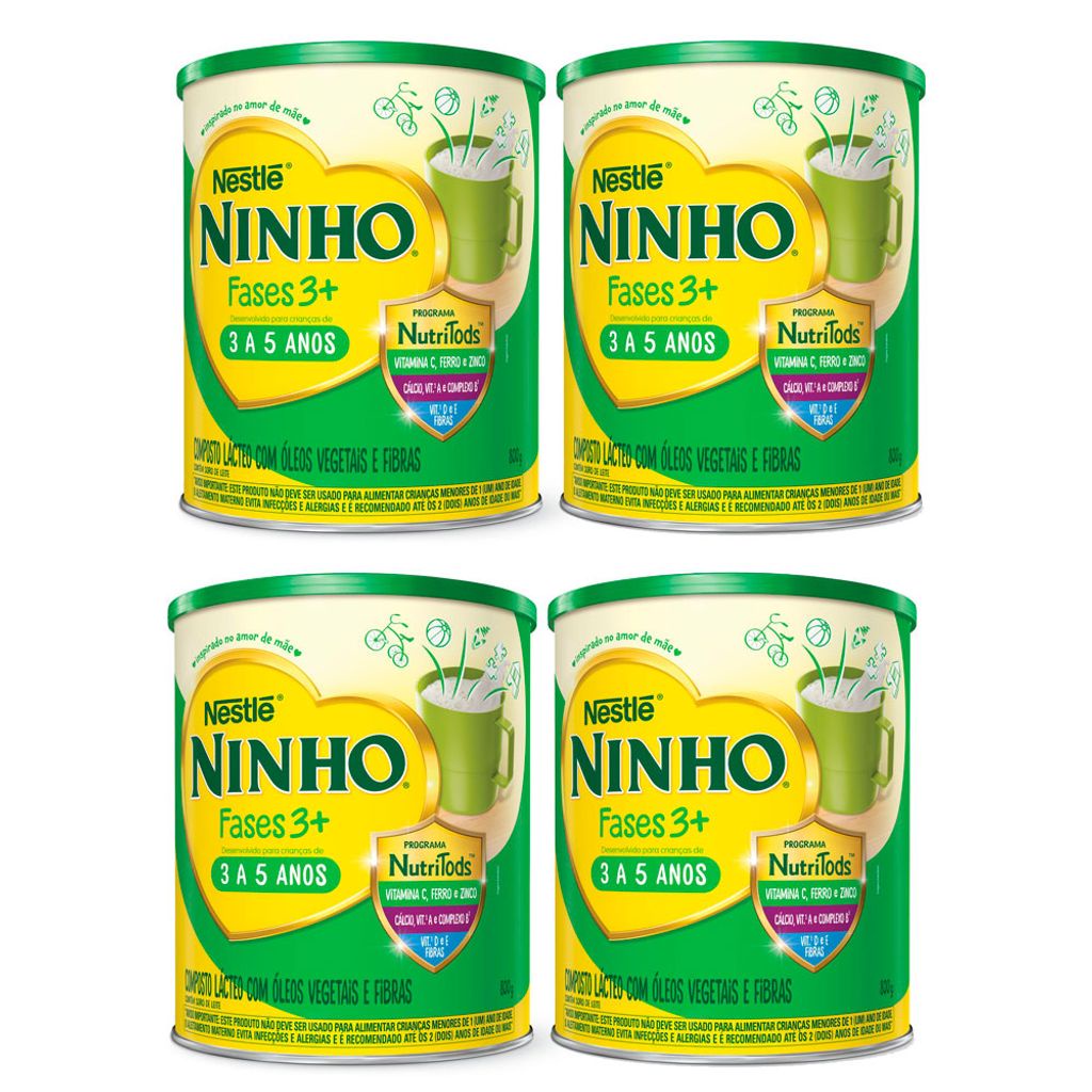 Kit 4 Ninho 3+ Fases Composto Lácteo 800g em Oferta na Shopee