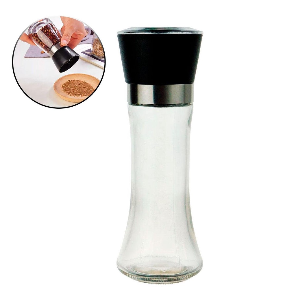 Moedor De Temperos Especiarias Pimenta Sal Em Vidro Premium