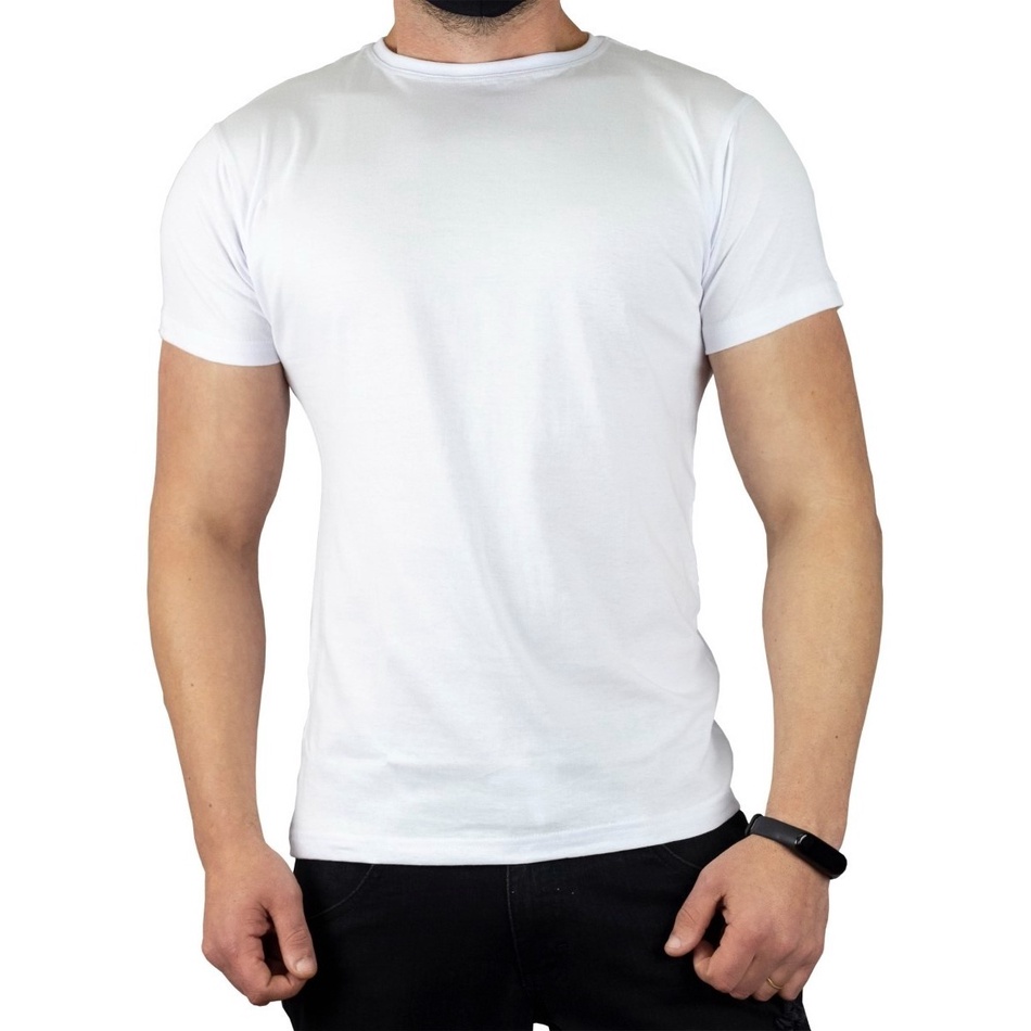 Camiseta Branca Masculina Algodão Básica Caimento Perfeito