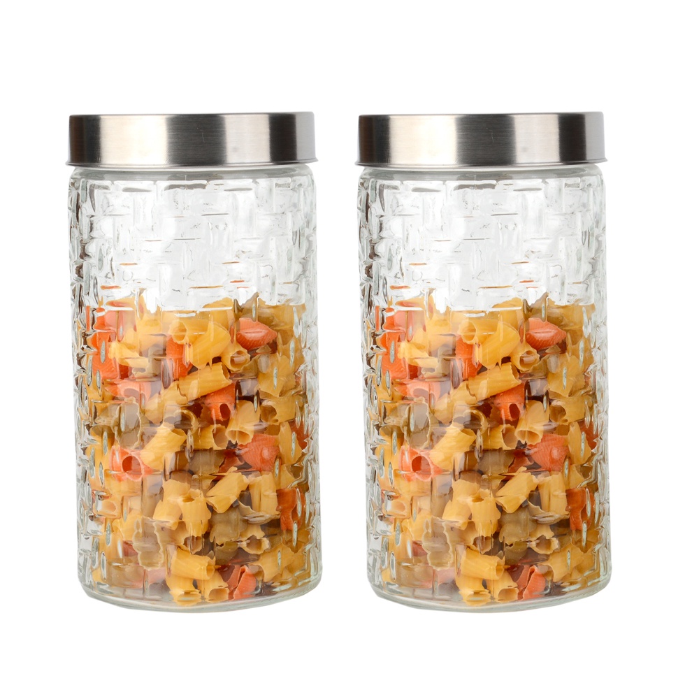 Conjunto 2 Potes Vidro Rattan Tampa Inox 1700ml Class Home em Oferta na Shopee