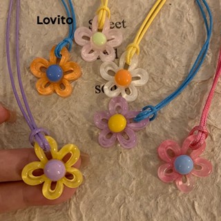 Lovito Colares Básicos Florais Casual para Mulheres LFA03017 (Alperce/Amarelo)