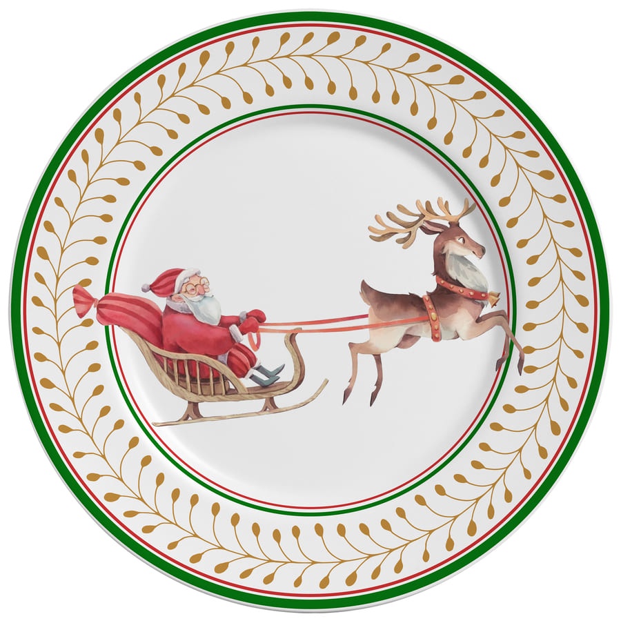 Sousplat Ho Ho Ho Acetinado Natal 34cm Cerâmica Alleanza 1 un