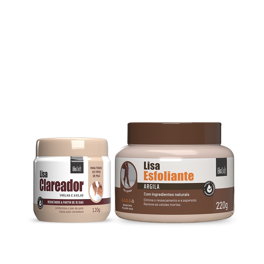 Kit Creme Lisa Clareador + Esfoliante Argila em Oferta na Shopee