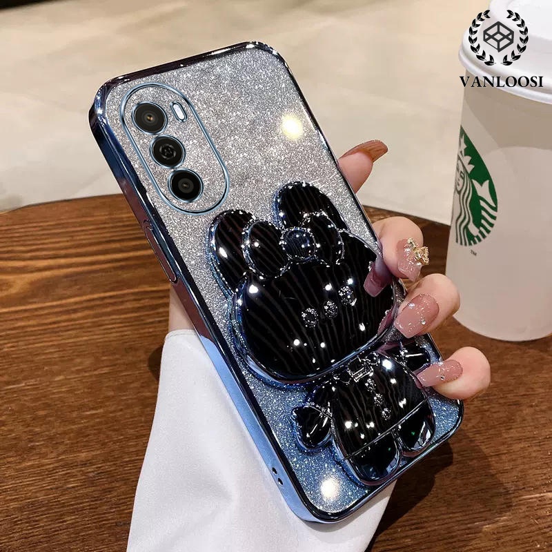 Caixa Moto G52 2022 G82 G71S Pó De silicone Galvânico Em Macio De Concha De Coelho Bonito Telefônica anti-Gotas