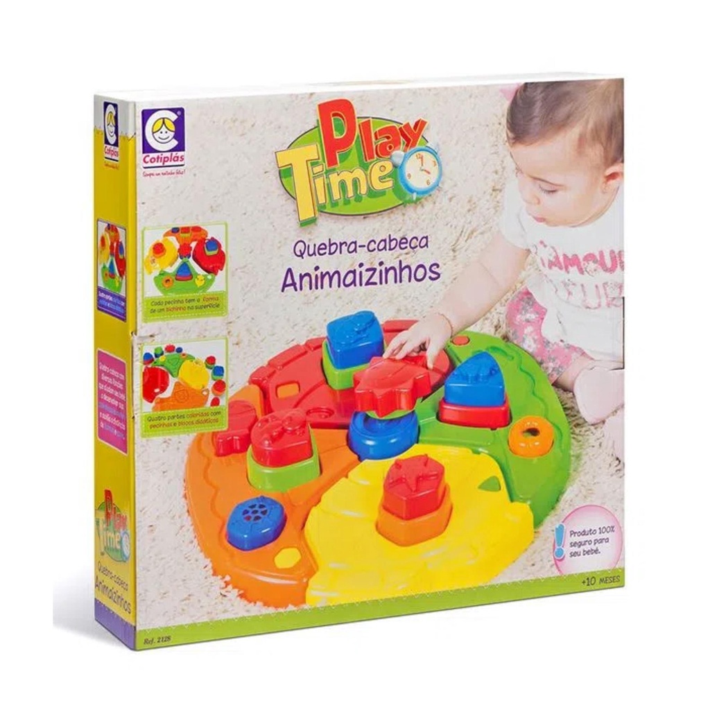 Brinquedo Play Time Quebra Cabeça Didático 19 Peças Coloridas em Plástico com Desenhos Cotiplas - 2128 em Oferta na Shopee