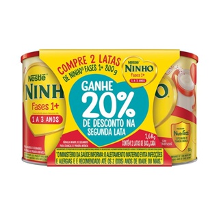 Ninho Fases 1+ Fórmula Infantil 2 Latas 800g cada + 20% Desconto na Segunda Lata em Oferta na Shopee
