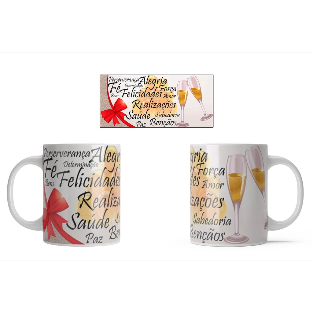 Caneca Branca Porcelana Divertida Natal Classica Estilo 6