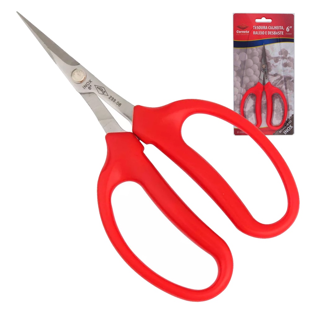 Tesoura Colheita Desbaste Raleio Bonsai Uva Maça Pera Flores 6pol Corneta - Home & Living