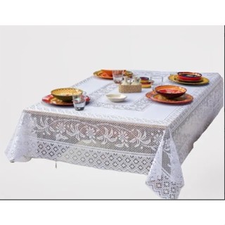 Toalha De Mesa De Renda 6 Lugares Branca Coqueiro 1,60x2,00cm