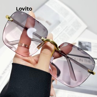 Lovito Óculos De Sol Gradientes De Metal Básicos Lisos Casuais Para Mulheres LFA10061