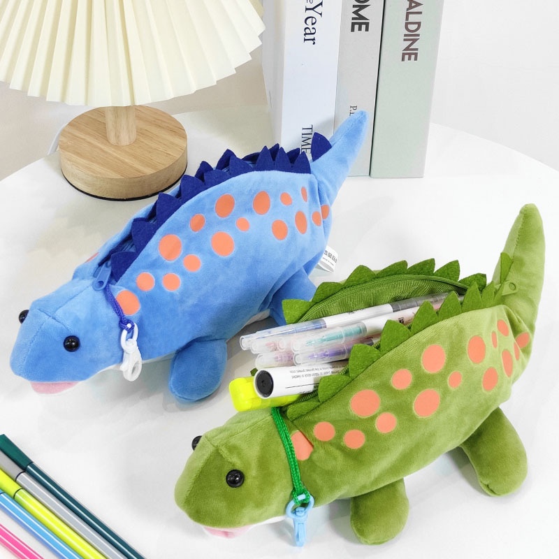 Mais Estojo de Lápis de Pelúcia de Dinossauro de Pelúcia para Crianças Doll Doll Doll Doll Doll Student Stationery Bag em Oferta na Shopee