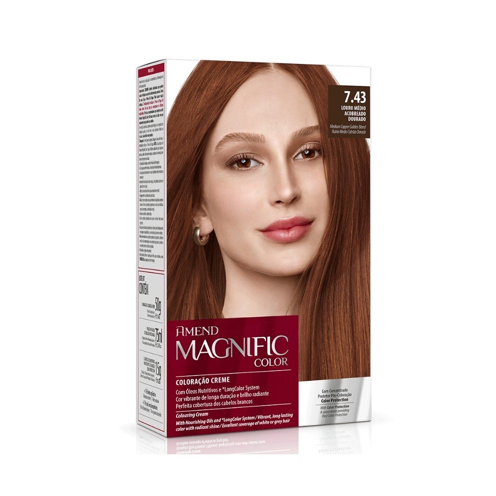 Tintura Amend Magnific Color 7.43 Louro Médio Acobreado Dourado em Oferta na Shopee