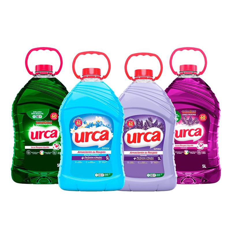 kit Lava Roupas Liquido Urca Verde 5L + Lava Roupas Liquido Urca Lavanda - 5L + Amaciante Urca Brisa Azul 5L + Amaciante Urca Lavanda - 5L - Home & Living