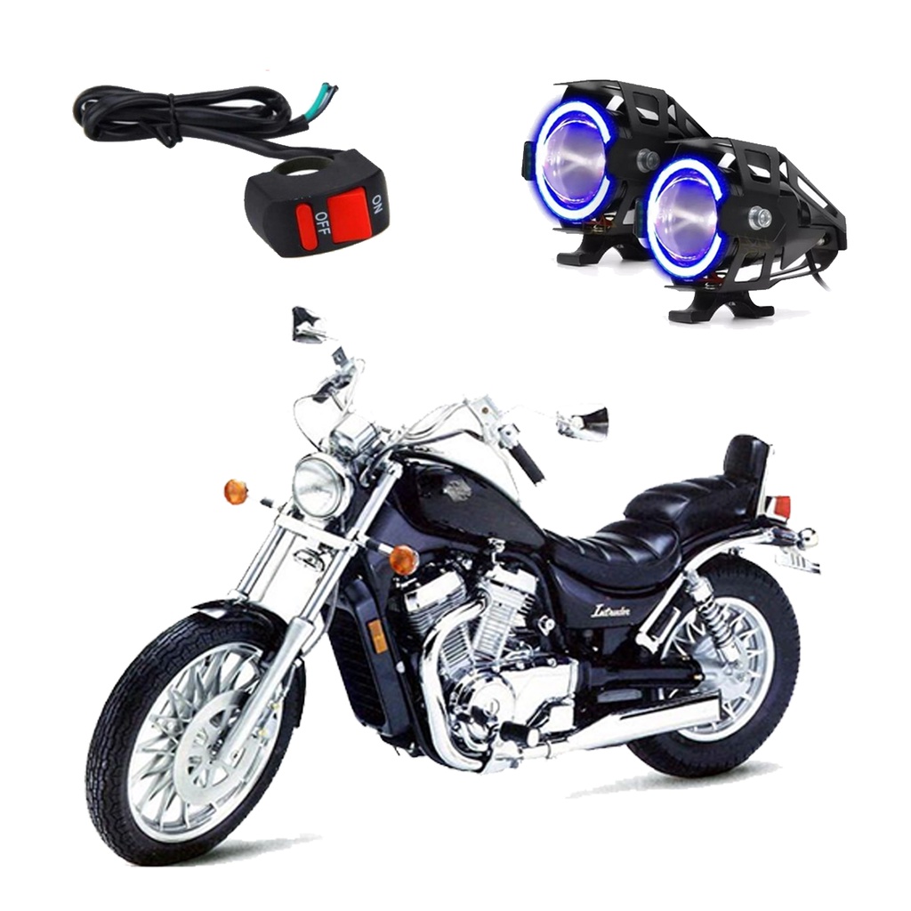 Par Farol de Milha Angel Eye U7 Azul Moto Suzuki Intruder Vs 800 Glp Até - Miniatura 2